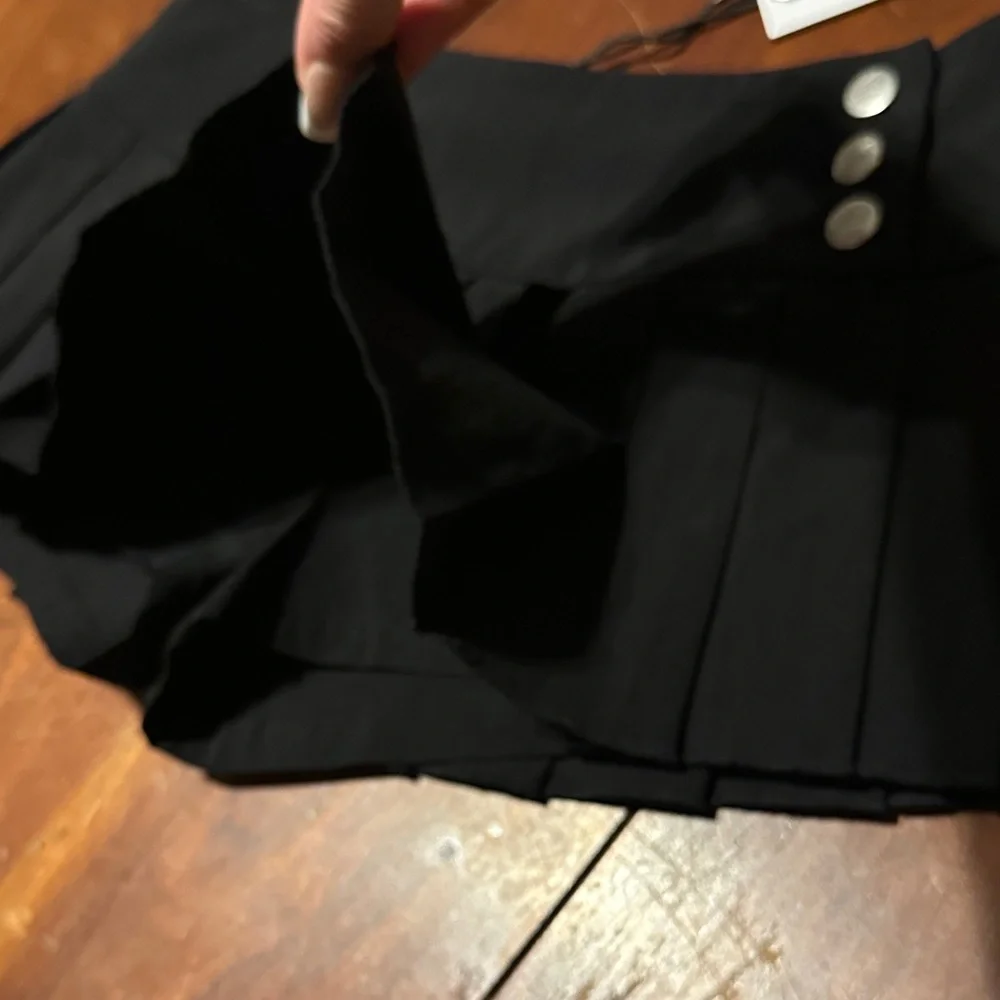 I.AM.GIA Black Pleated Mini Skort with Silver Buttons